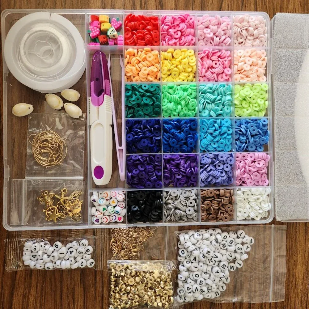NEW Jewelry Making Kit 6000 Polymer Clay Beads Bracelet Charms Craft Kit Craftin